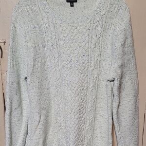 Talbots Blue and White Crew Neck Sweater with Textured Knit